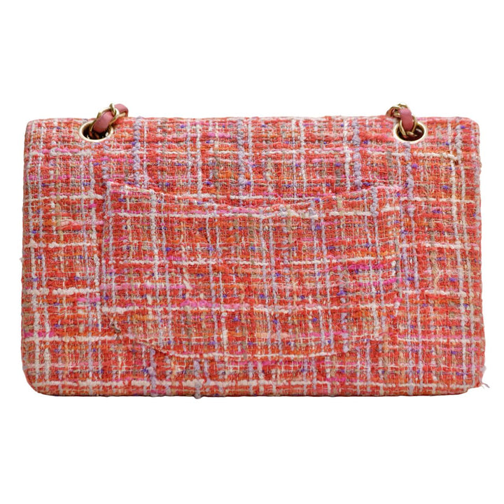 Second Hand Authentic Full set Chanel Double Flap Pink Tweed Quilted Bag