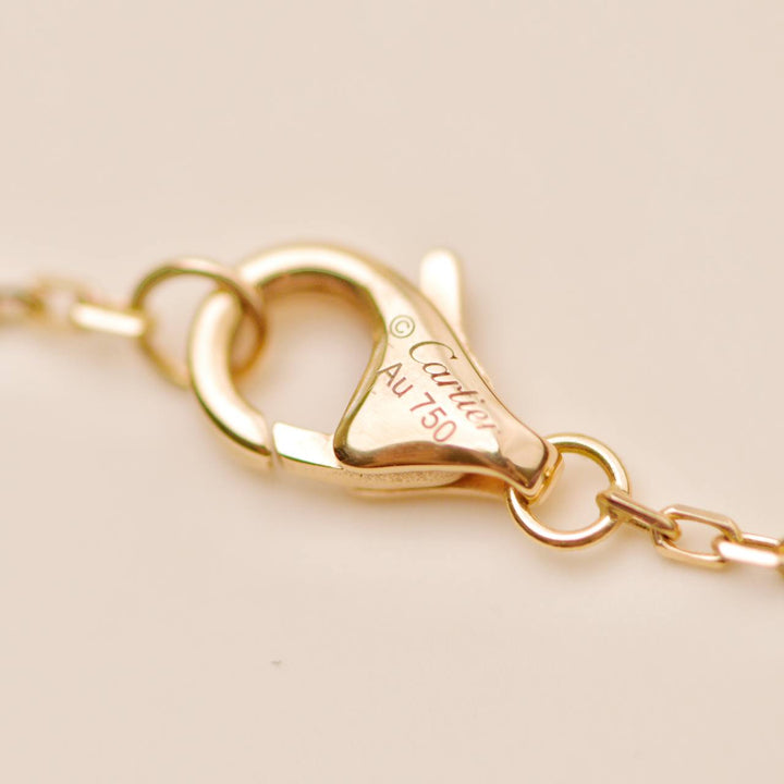 Preowned Cartier Trinity Pendant Necklace 18K Tri-color Gold with Pavé Pink Sapphires