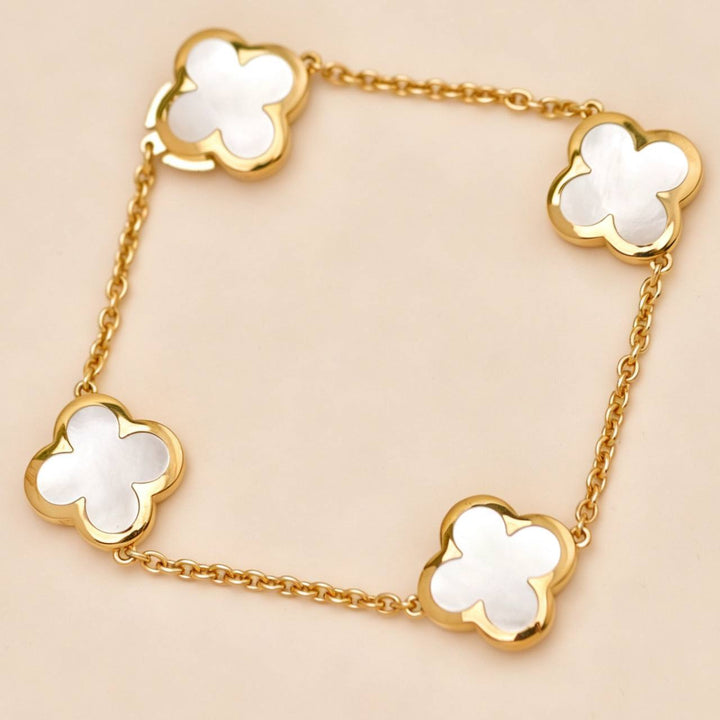 Authentic Van Cleef & Arpels Pure Alhambra Bracelet Mother of Pearl 18K Yellow Gold
