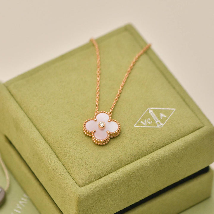 Van Cleef & Arpels 2025 Holiday Pendant Pink Mother of Pearl 18K Rose Gold