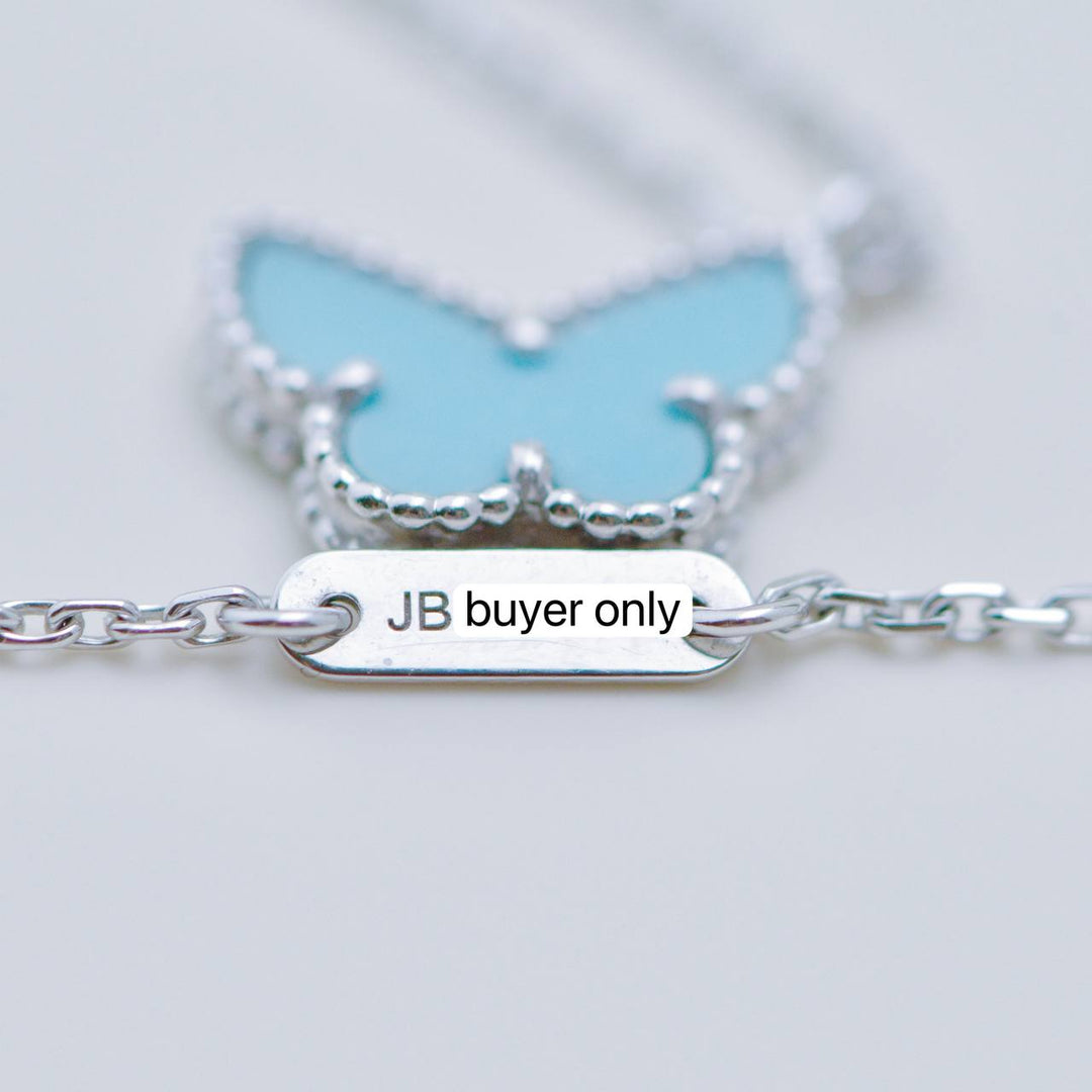 Preloved Authentic Van Cleef Sweet Alhambra Turquoise Butterfly Necklace 18K White Gold