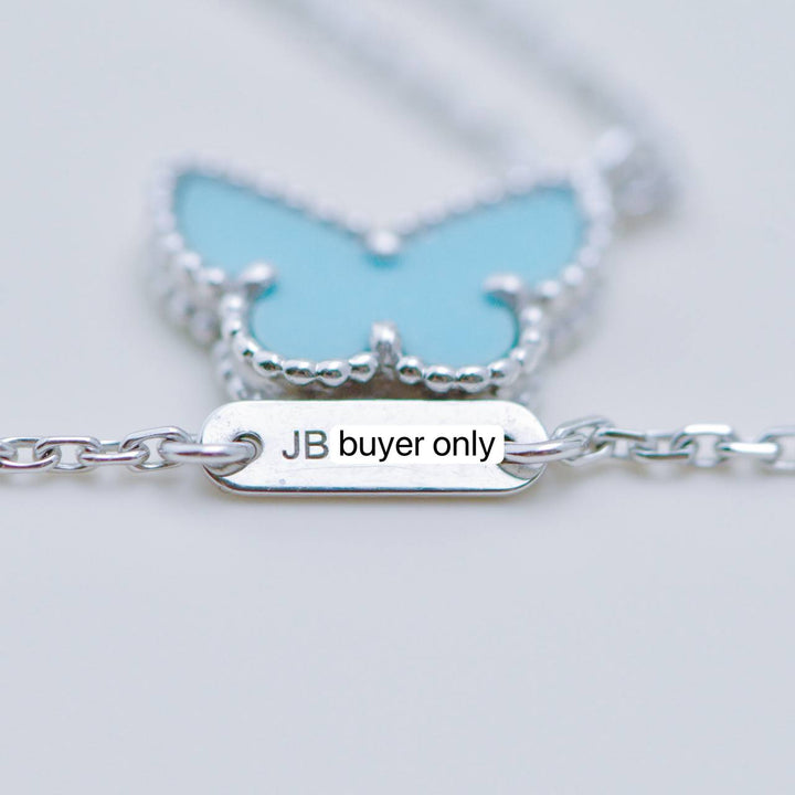 Preloved Authentic Van Cleef Sweet Alhambra Turquoise Butterfly Necklace 18K White Gold