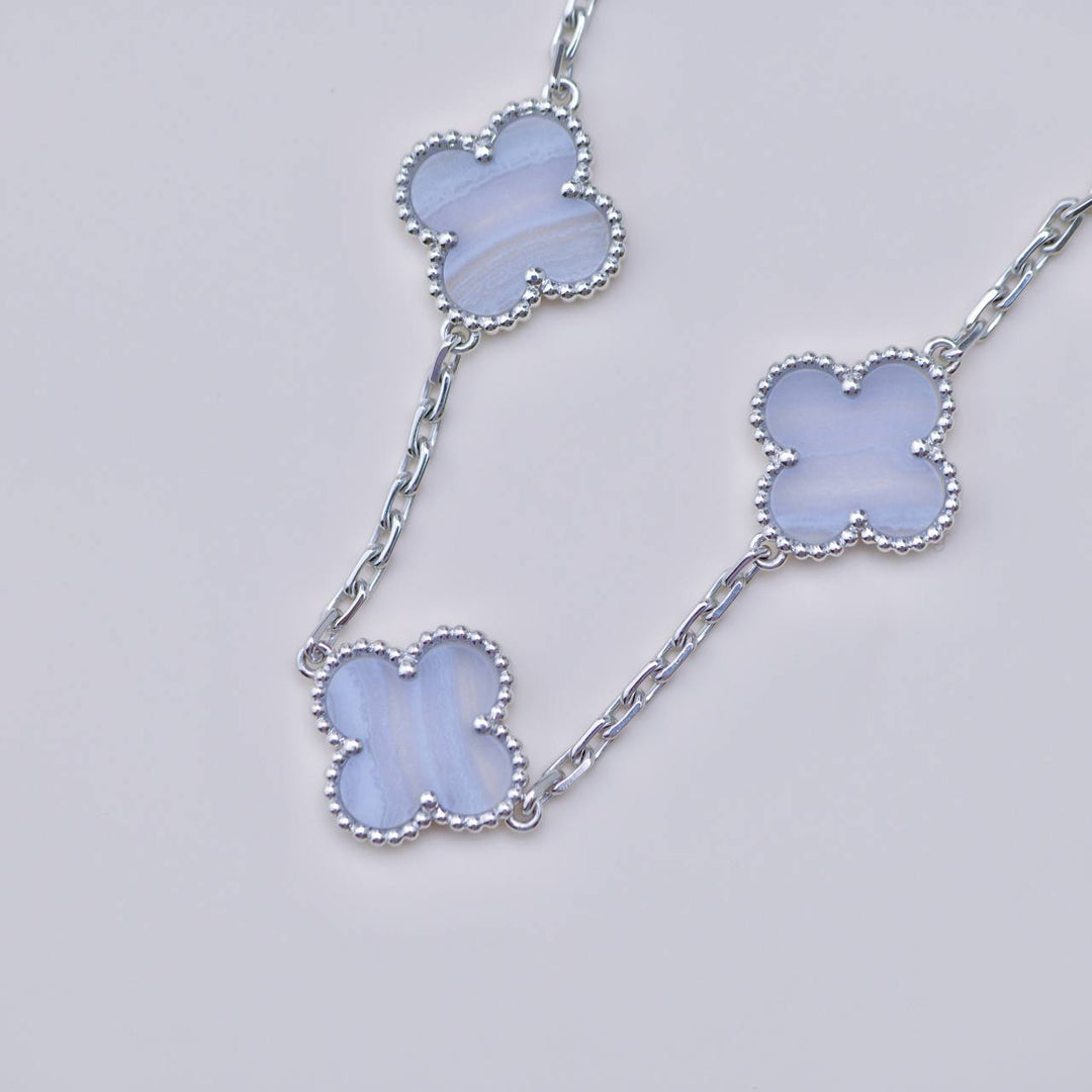 Preowned Authentic VCA Vintage Alhambra Chalcedony 5 Motif Bracelet