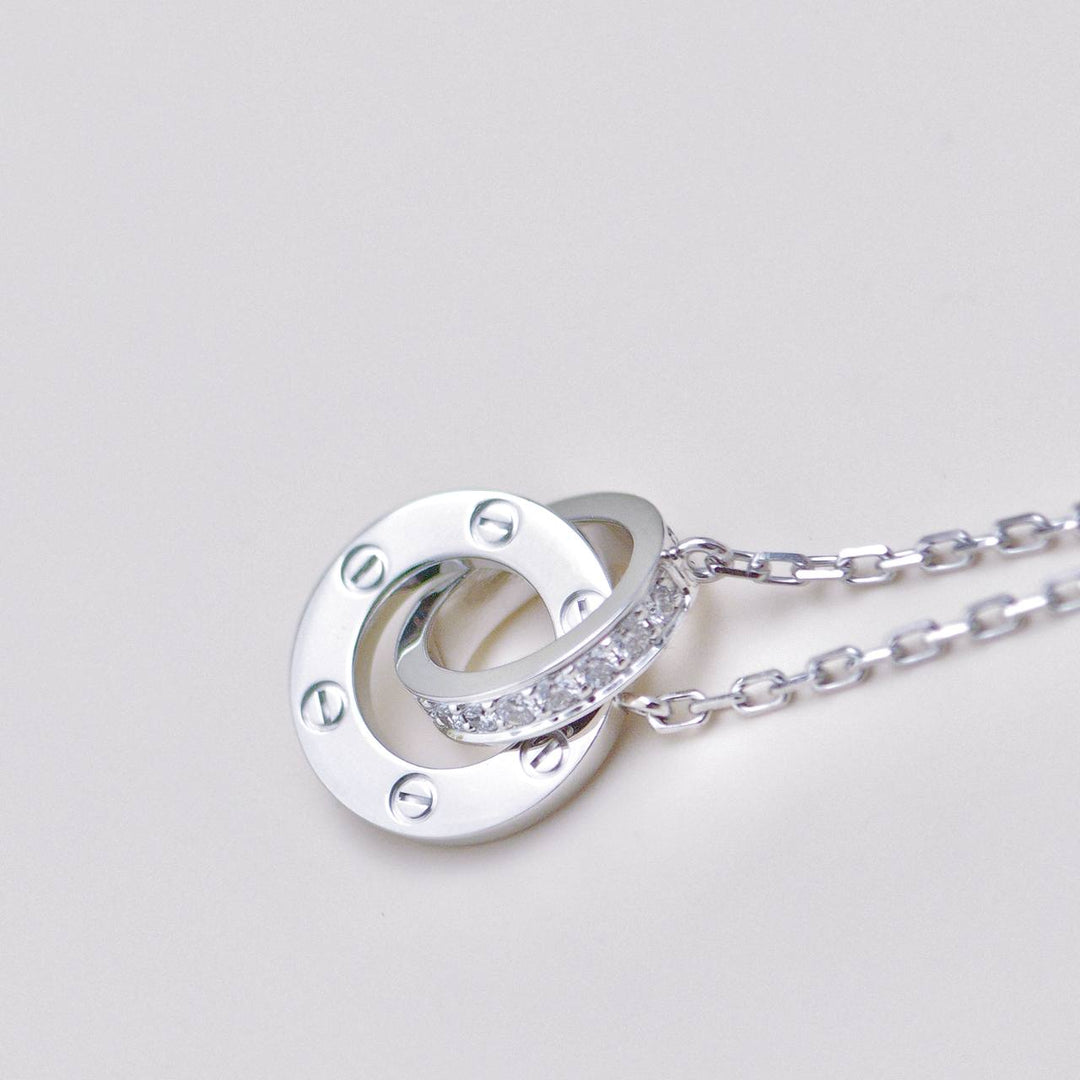 Preowned Authentic Cartier Pavé Love Diamond 18K White Gold Pendant Necklace