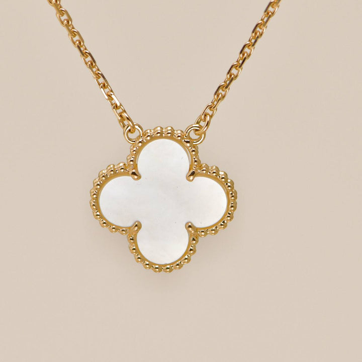 Authentic VCA Vintage Alhambra Necklace Mother of Pearl 18K Yellow Gold