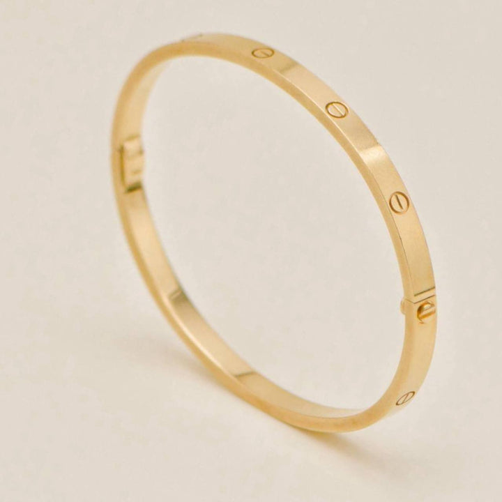 Authentic Used Full Set Cartier Love Classic Model Bracelet Size 16 in 18K Yellow Gold