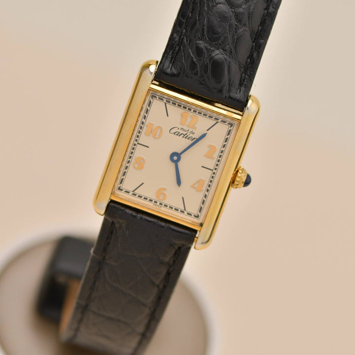 Second Hand Authentic Cartier Must de Cartier Tank Vermeil Quartz Wristwatch