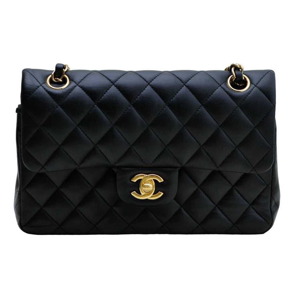 Preloved Authentic Chanel Small Classic Double Flap Lambskin Black Quilted Bag
