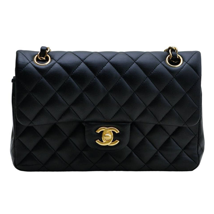 Preloved Authentic Chanel Small Classic Double Flap Lambskin Black Quilted Bag