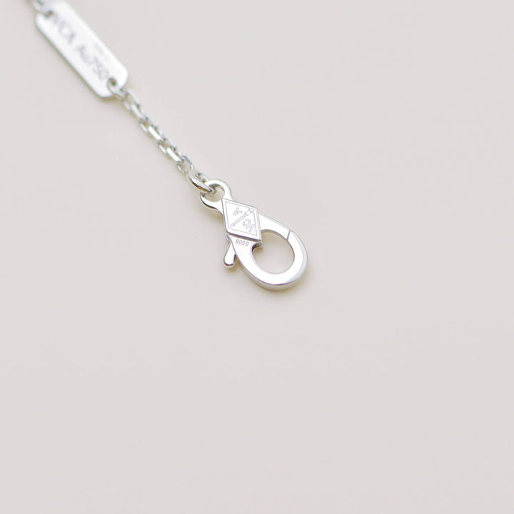 Preloved Authentic VCA Vintage Alhambra Pavé Diamond Pendant 18K White Gold