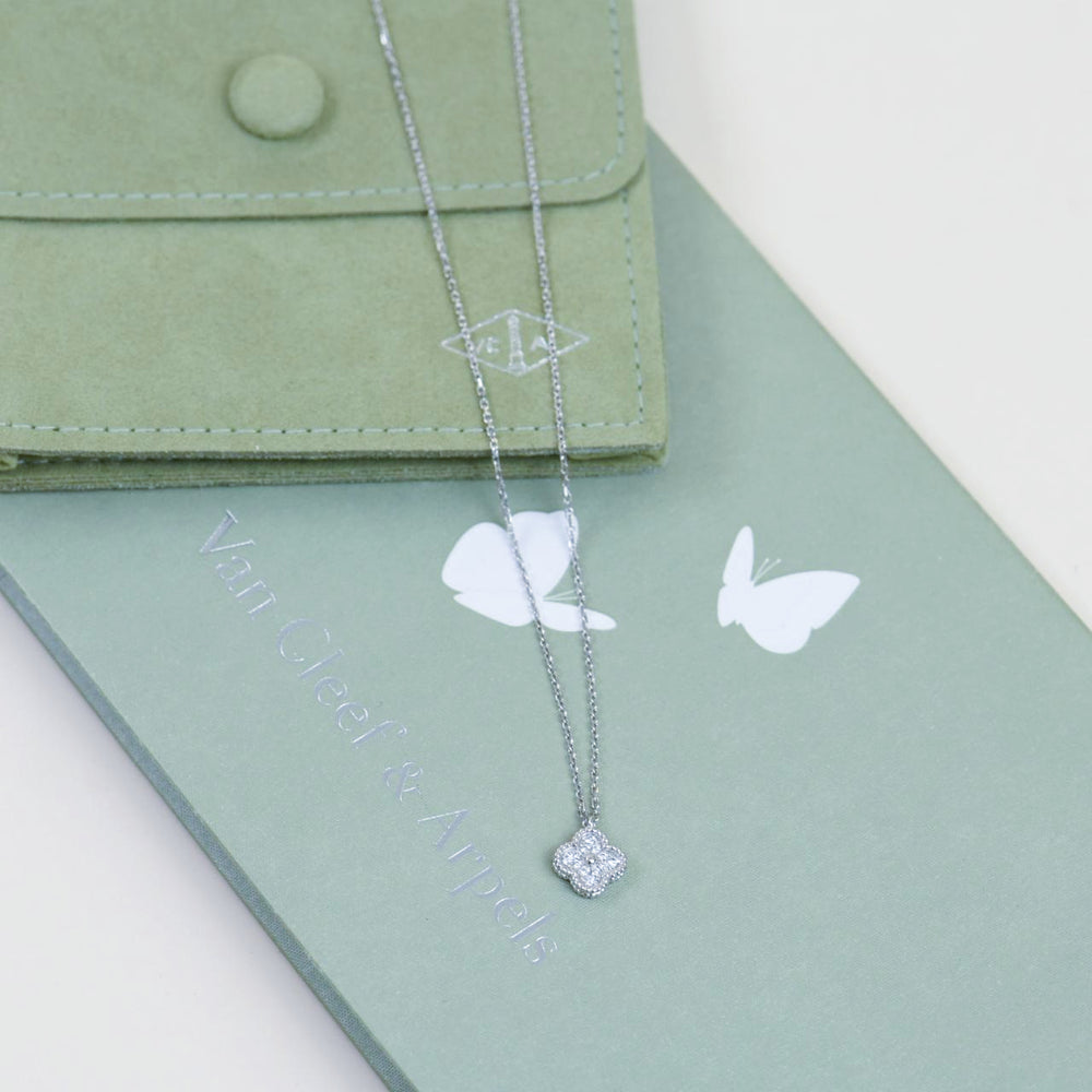 Preloved Van Cleef & Arpels Sweet Alhambra Diamond 18K White Gold Necklace