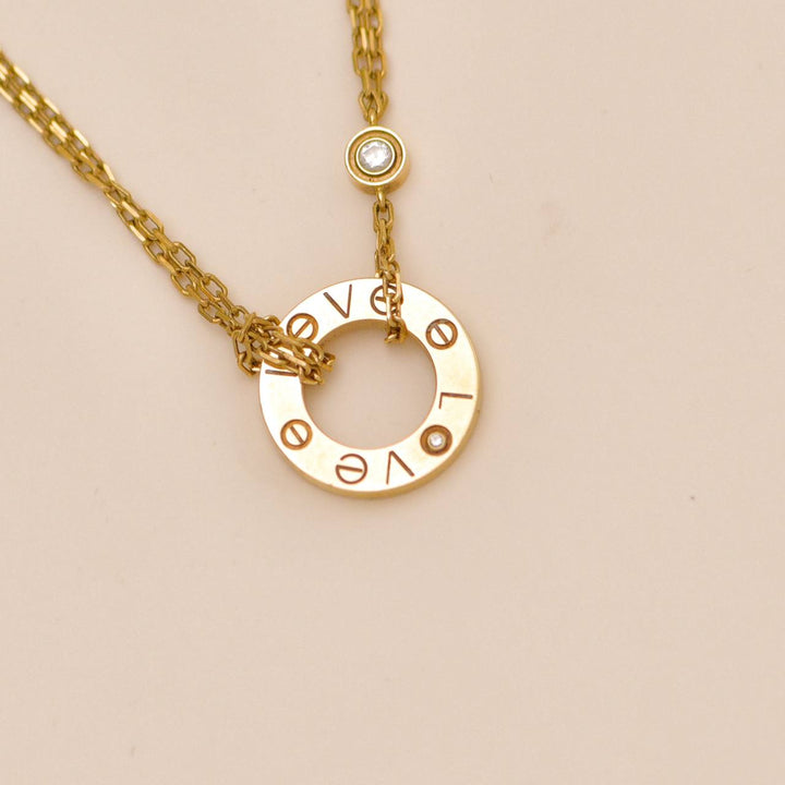 Authentic Cartier Love Two Diamond Pendant Necklace 18K Yellow Gold