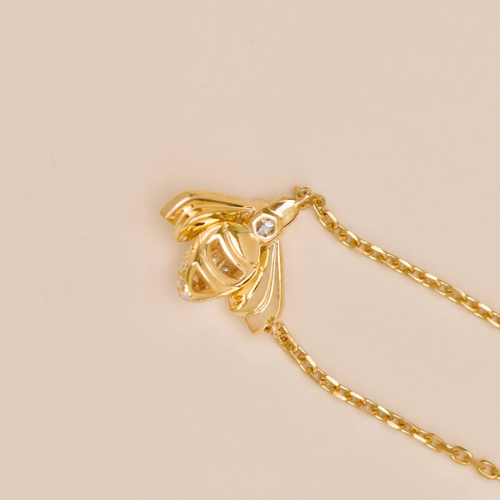 Authentic Full set Second Hand Chaumet Bee de Chaumet Diamond Necklace 18K Yellow Gold