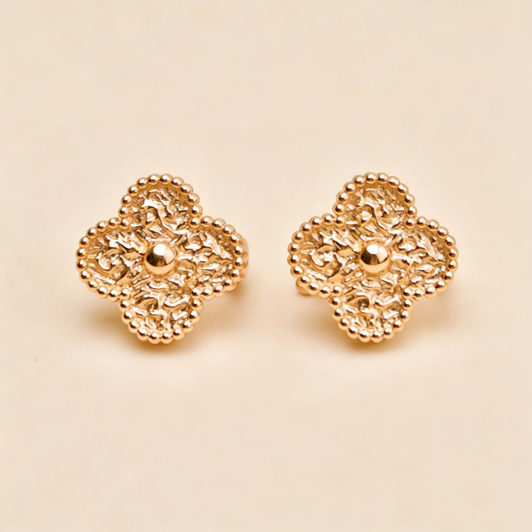 Preowned Authentic Van Cleef Vintage Alhambra Hammered Earrings