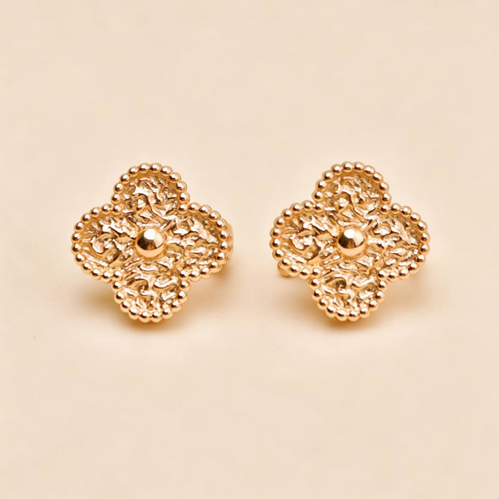 Preowned Authentic Van Cleef Vintage Alhambra Hammered Earrings
