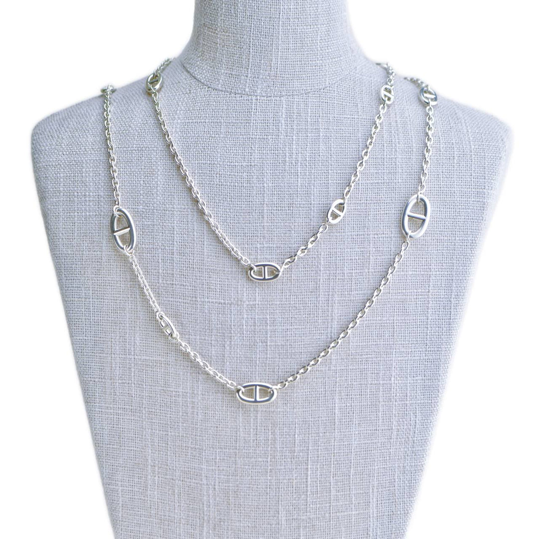 Used Hermès Farandole Sterling Silver Long Necklace 120