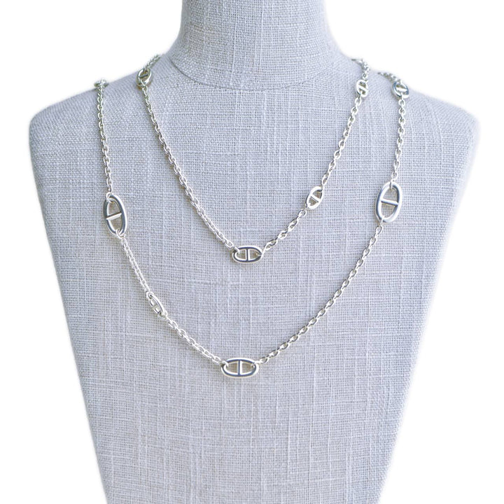 Used Hermès Farandole Sterling Silver Long Necklace 120