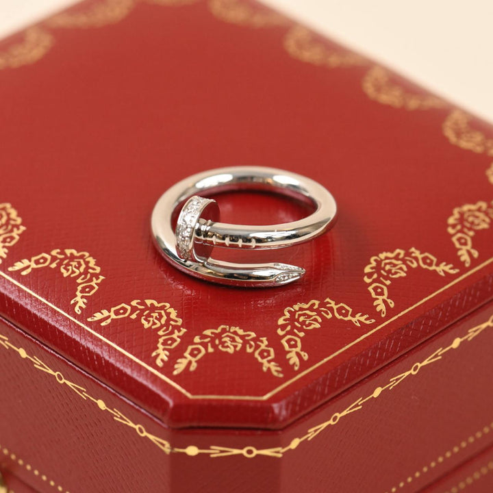 Preowned Cartier Juste un Clou Diamond 18K White Gold Ring Size 51