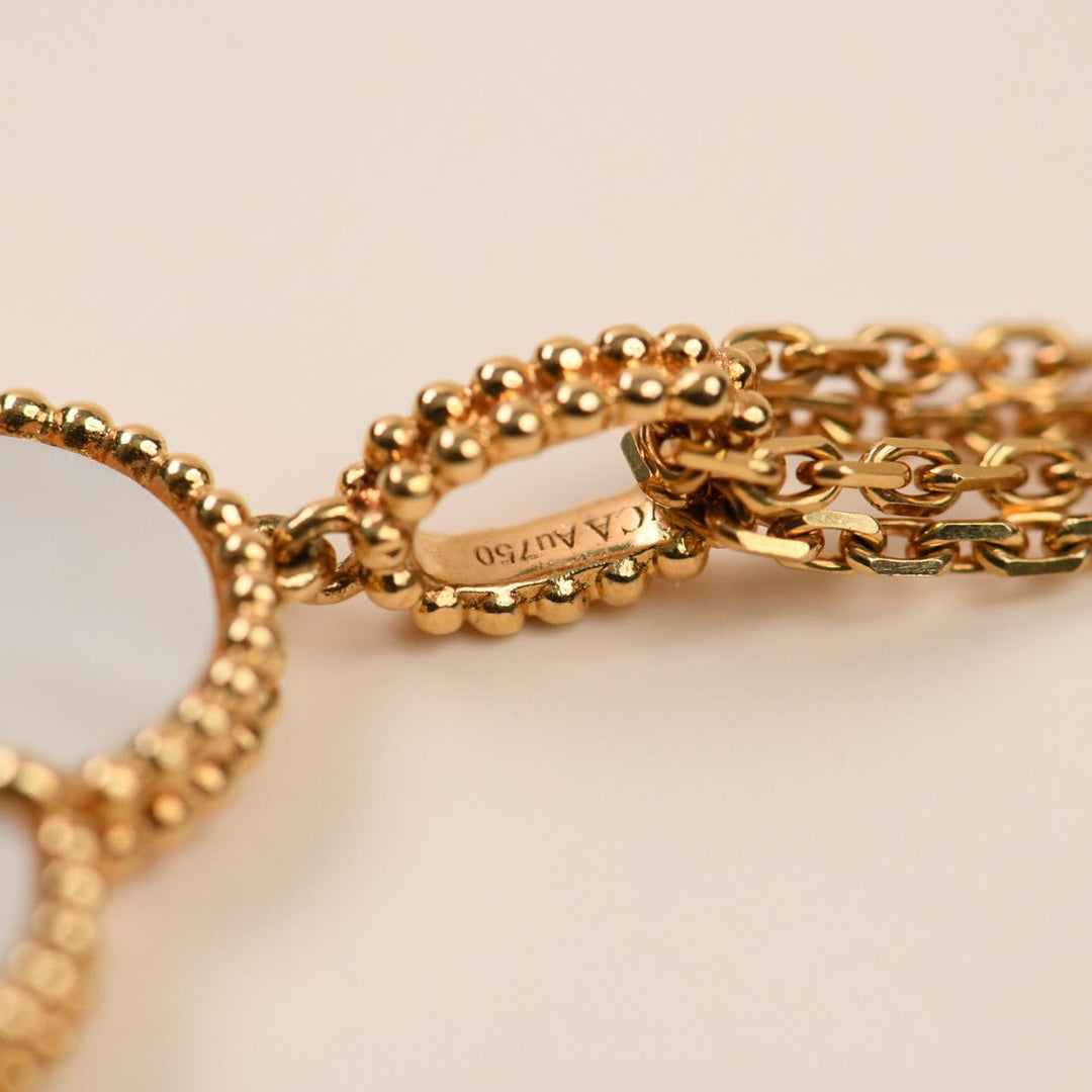 Van Cleef & Arpels Magic Alhambra Mother of Pearl Necklace 18k Yellow Gold