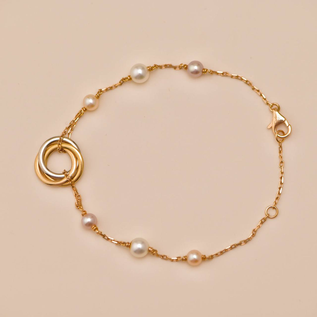 Cartier Trinity Pearl Bracelet in 18K Yellow, White & Rose Gold