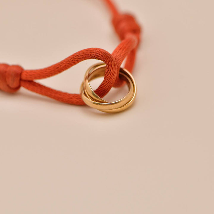 Preloved Cartier Trinity Red Silk Cord Bracelet 18K Rose Gold