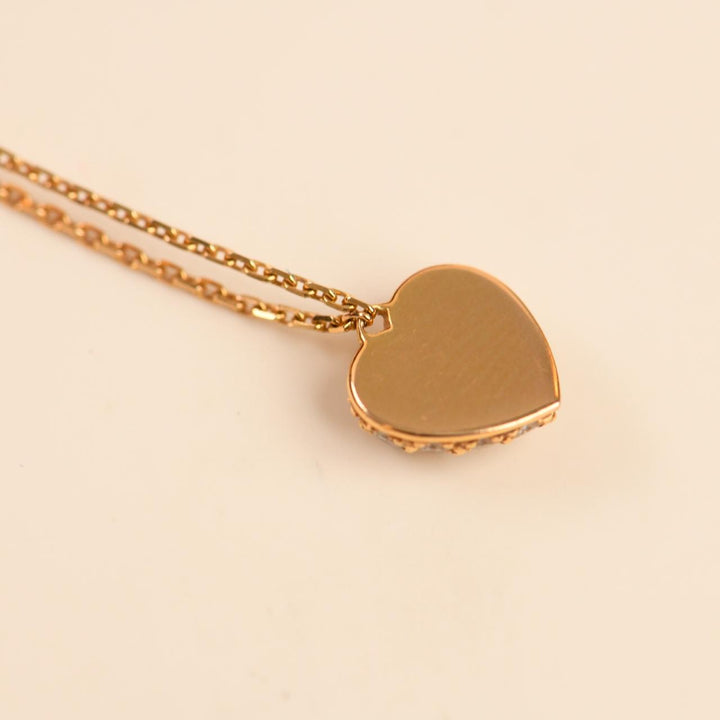 Preowned Cartier Pavé Diamond Heart Pendant Necklace in 18K Rose Gold