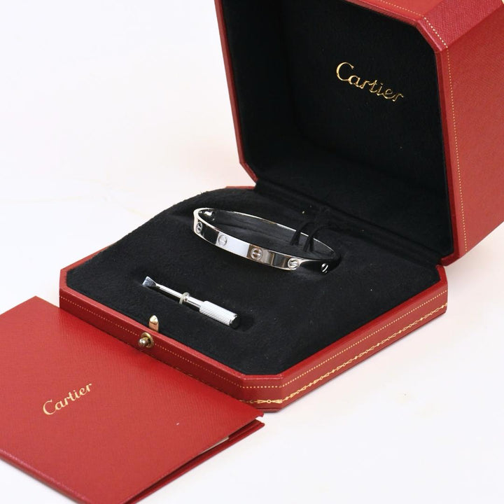 Preowned Authentic Cartier Love Bracelet Classic Model 18K White Gold Size 18