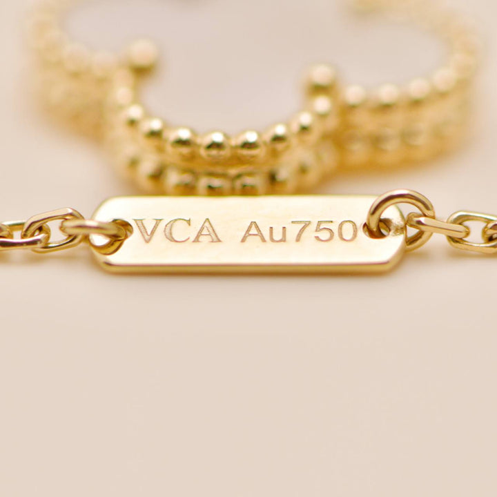 Authentic Second hand VCA Vintage Alhambra Mother of pearl Necklace 18K Yellow Gold