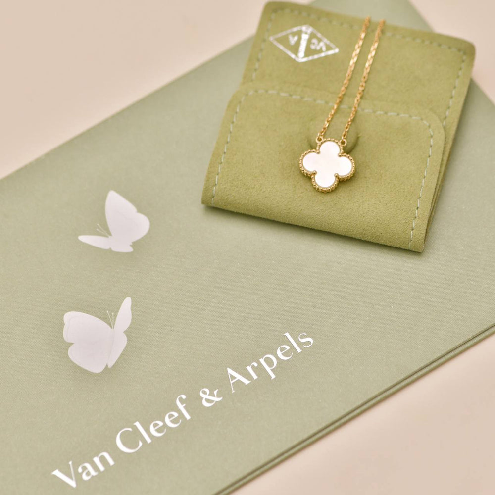 Preowned Van Cleef & Arpels Vintage Alhambra Necklace Mother of Pearl 18K Yellow Gold