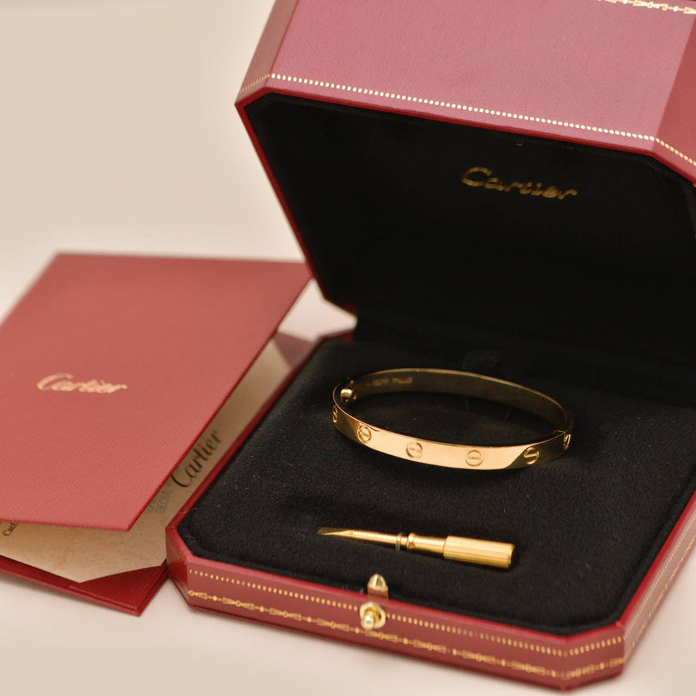 Authentic Preloved Full Set Cartier Love Classic Model Bracelet Size 17 in 18K Yellow Gold