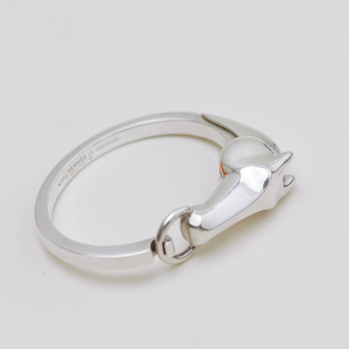 Used Authentic Hermès Galop Horse Head Silver Small Model Bracelet