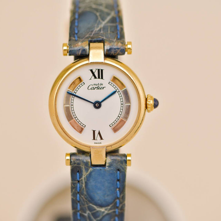 Authentic Cartier Must de Cartier Tri-Colour Vermeil Watch, Small Model (W1006554)