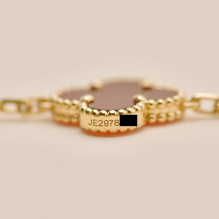 Van Cleef & Arpels Vintage Alhambra Carnelian 5 Motif Bracelet