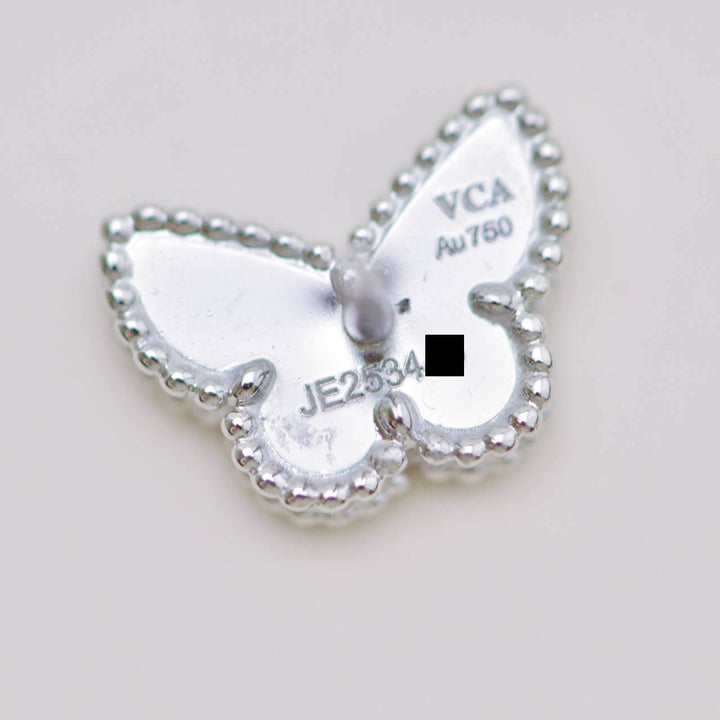 Preowned Van Cleef & Arpels Sweet Alhambra Butterfly Turquoise 18K White Gold Stud Earrings