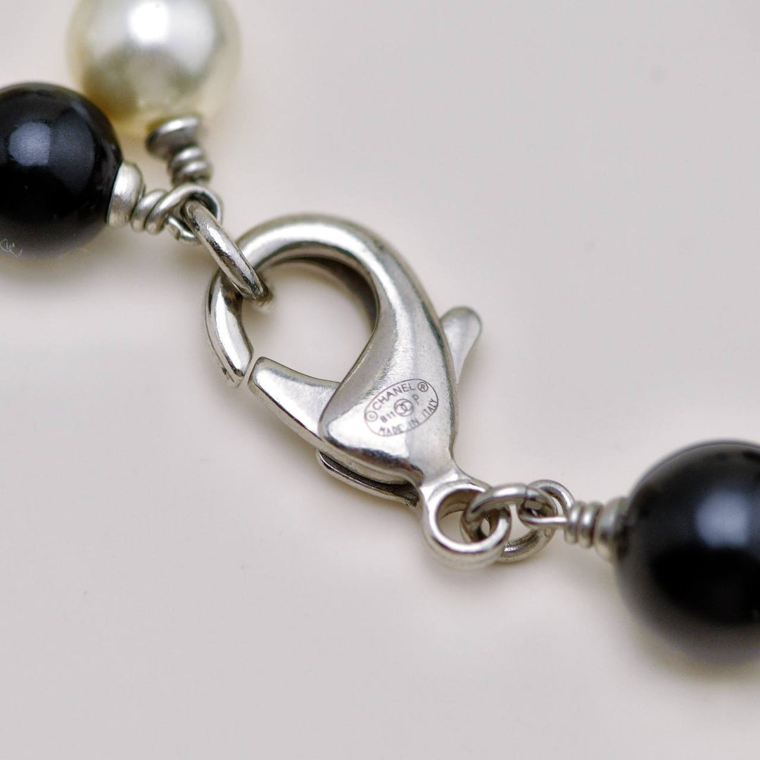 Authentic Chanel CC Faux Pearl and Crystals Sautoir Long Necklace