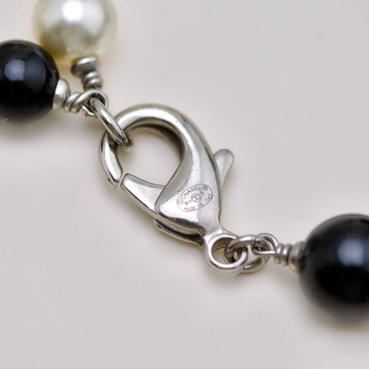 Authentic Chanel CC Faux Pearl and Crystals Sautoir Long Necklace