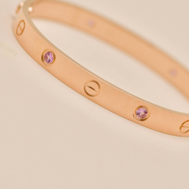Authentic Preowned Cartier Love 4 Pink Sapphire Bracelet 18K Rose Gold