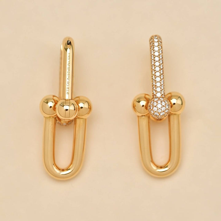 Tiffany & Co. HardWear Large Link Pavé Diamond 18K Rose Gold Earrings