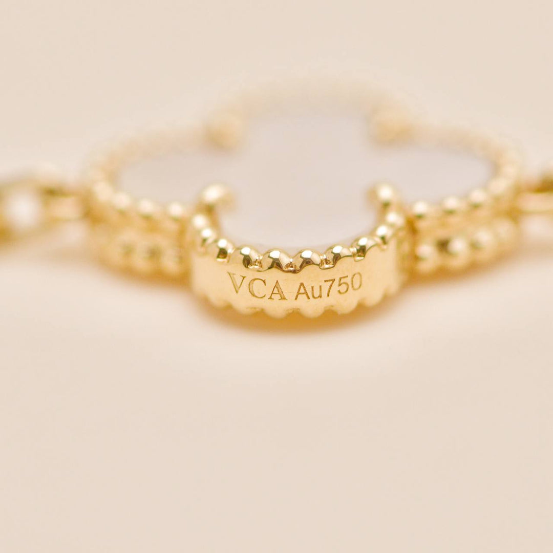 Preowned Authentic Van Cleef Vintage Alhambra 5 Motif Bracelet Mother of Pearl