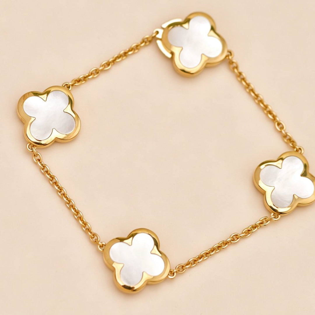 Authentic Preloved Van Cleef Pure Alhambra Bracelet Mother of Pearl 18K Yellow Gold