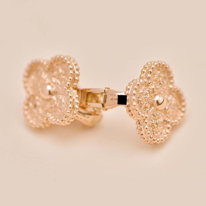 Preloved Authentic Van Cleef Vintage Alhambra Hammered Earrings