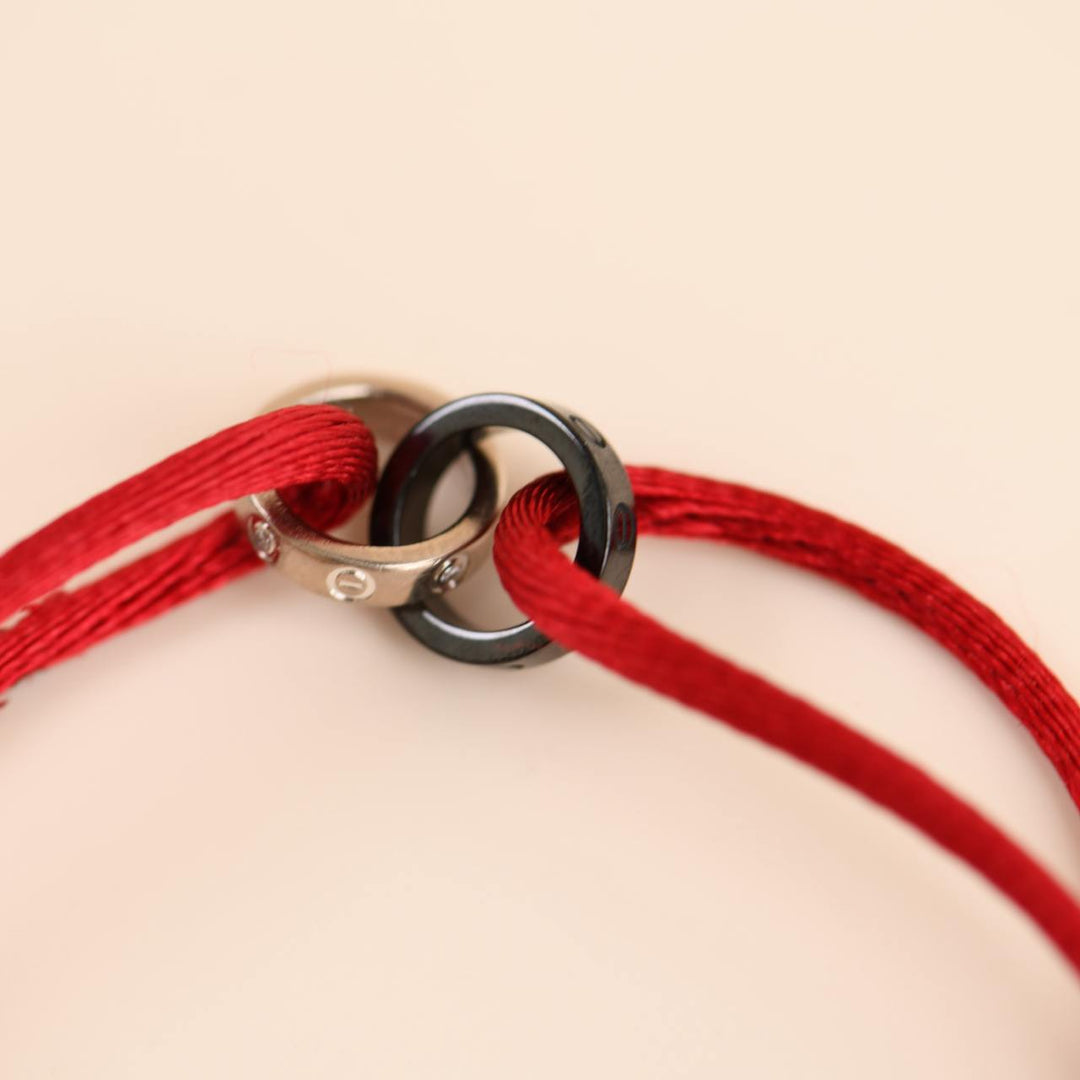 Preowned Cartier Love Diamond and Ceramic 18K White Gold Cord Bracelet