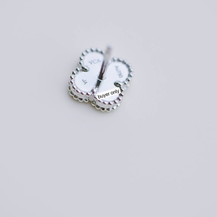 Used Van Cleef Sweet Alhambra Turquoise 18K White Gold Earrings