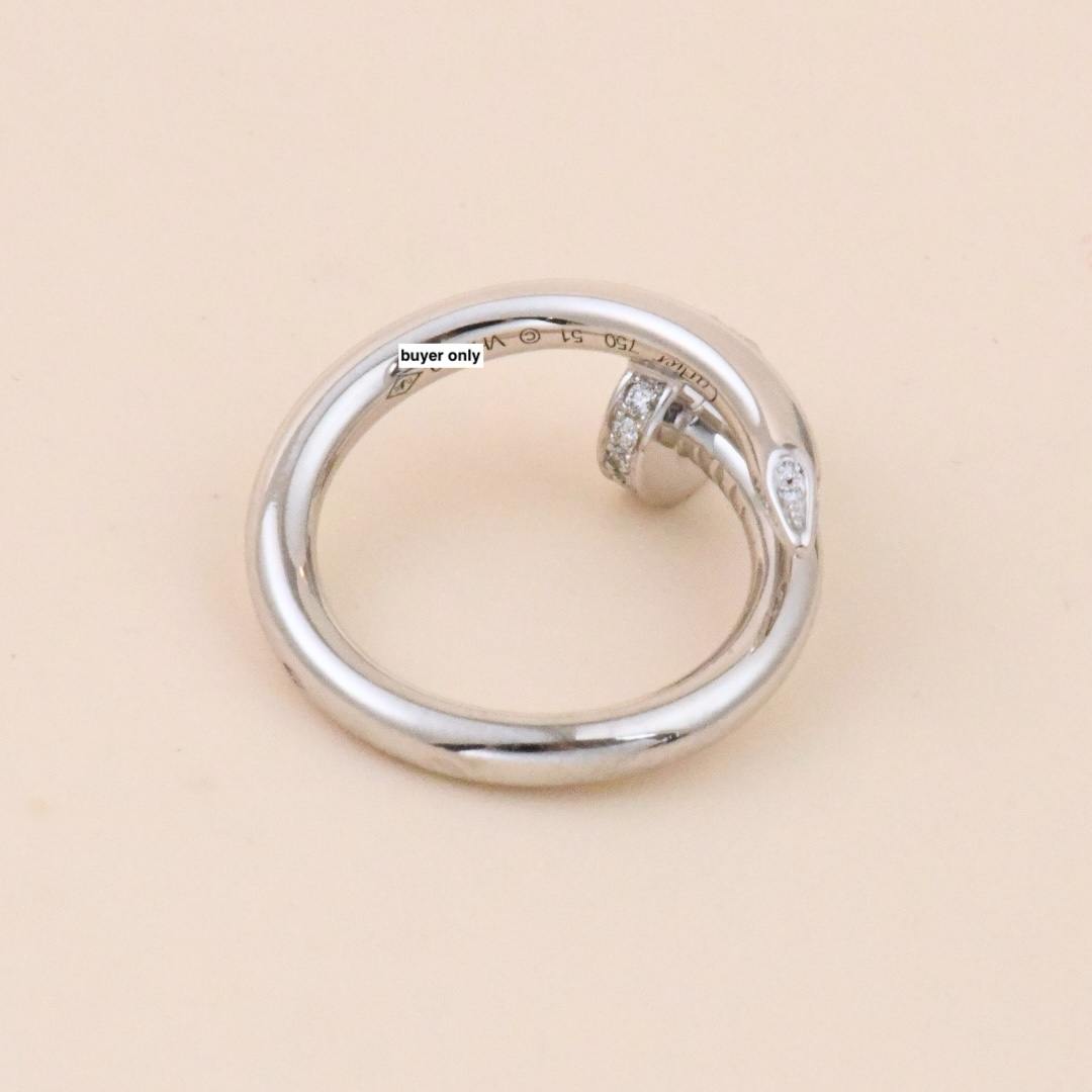 Used Cartier Juste un Clou Diamond 18K White Gold Ring Size 51