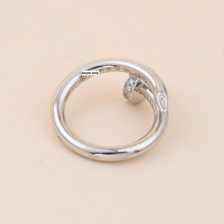 Used Cartier Juste un Clou Diamond 18K White Gold Ring Size 51