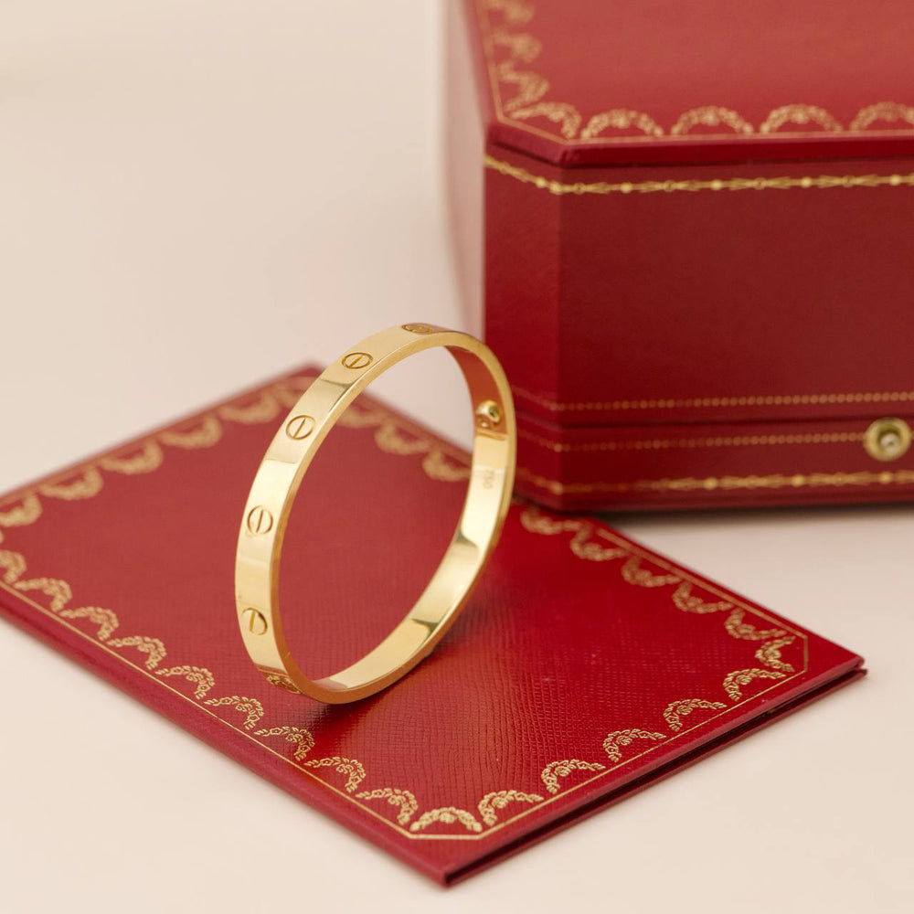 Preowned Cartier Love 18K Yellow Gold Bracelet Size 17