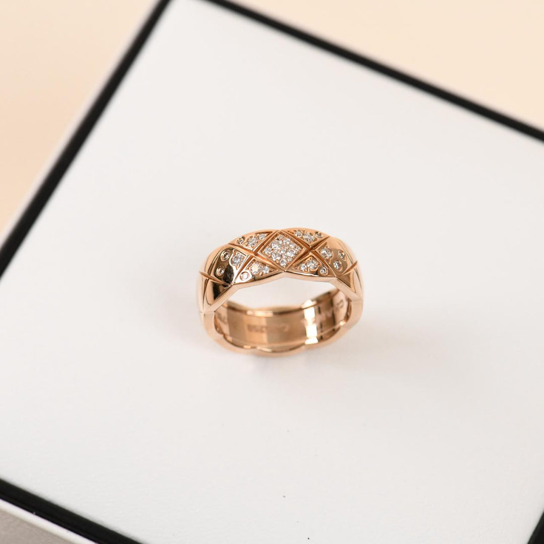 Chanel Coco Crush Diamond Small Ring 18 Rose Gold Size 51