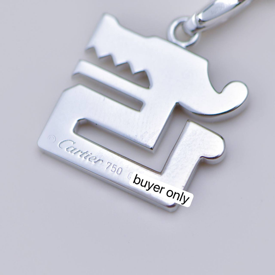 Preowned Cartier Le Baiser du Dragon Charm Diamond Ruby 18K White Gold Pendant Necklace