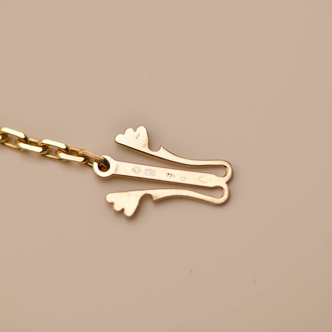 Second Hand Authentic Van Cleef Magic Alhambra Malachite 16 Motifs Necklace 18K Yellow Gold