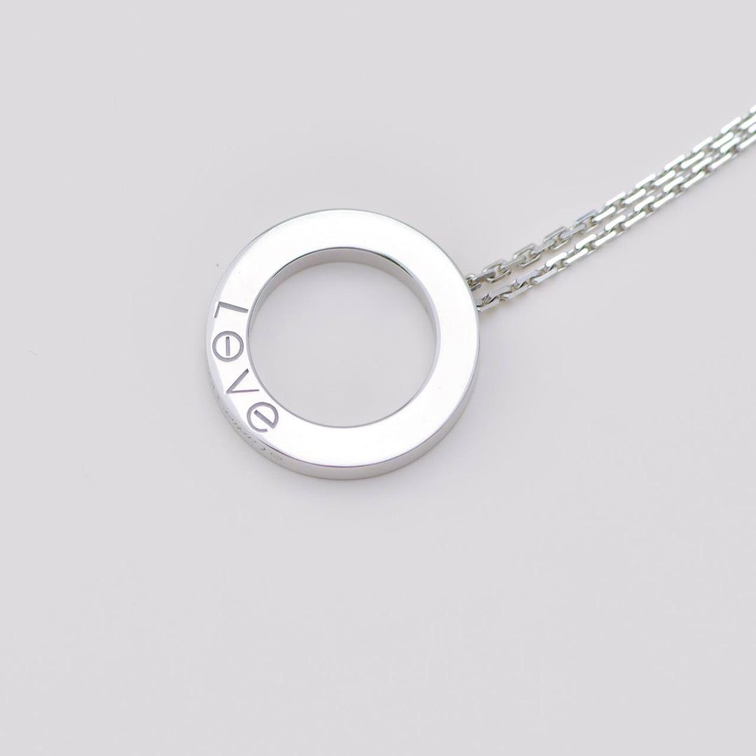 Authentic Used Cartier Love Pavé Diamond 18K White Gold Necklace